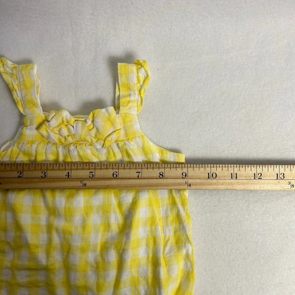 Preppy Janie and Jack Kids 3-6 Months Yellow Gingham Linen Cotton Bubble‎ Romper